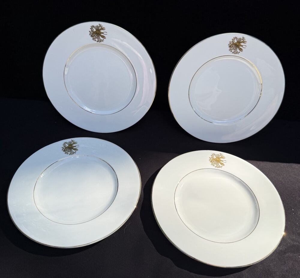 4 Vintage Tuscan Fine Bone China Zodiac Salad Lunch Plate CANCER 8.25” EUC! Rare